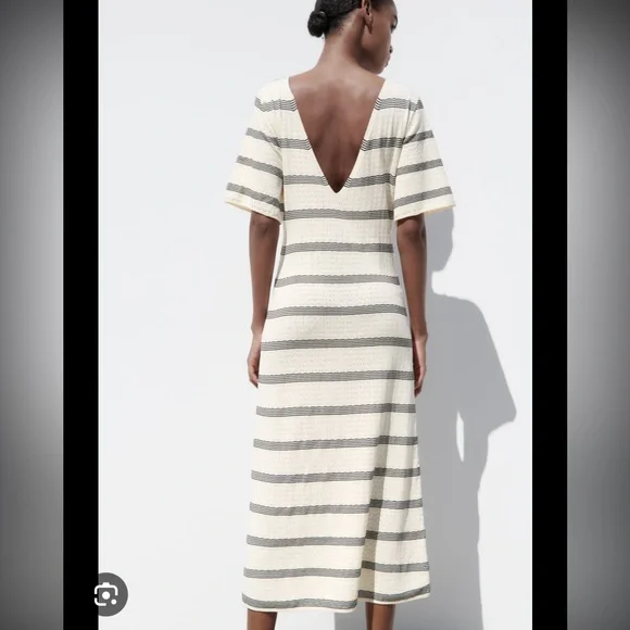 Zara STRIPED KNIT DRESS - Picture 2 of 5